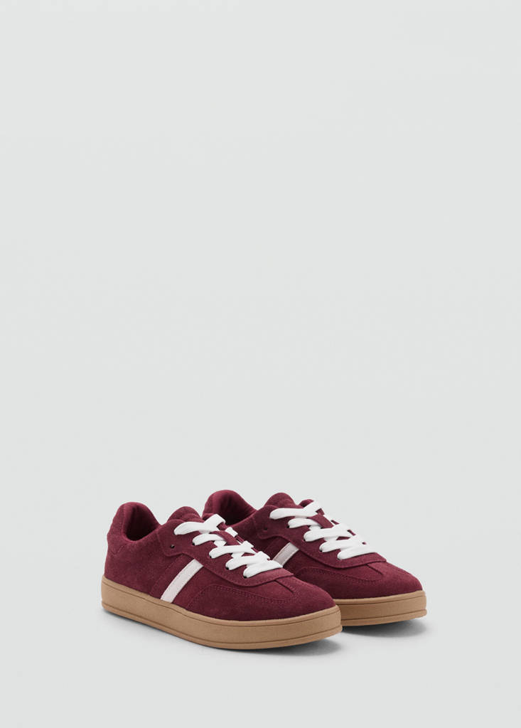 Leather mixed sneakers — Burgundy