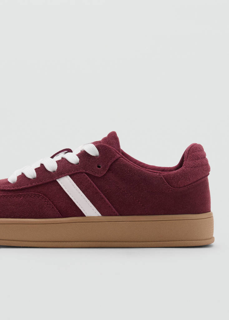 Leather mixed sneakers — Burgundy