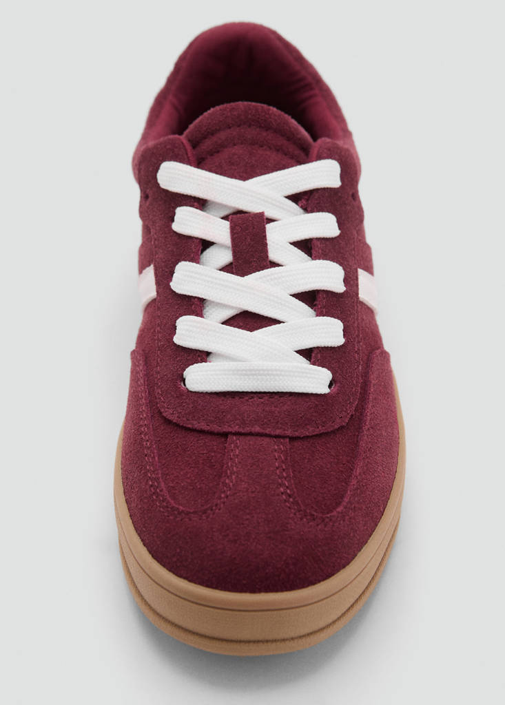 Leather mixed sneakers — Burgundy