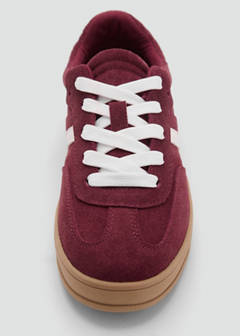 Leather mixed sneakers — Burgundy 5