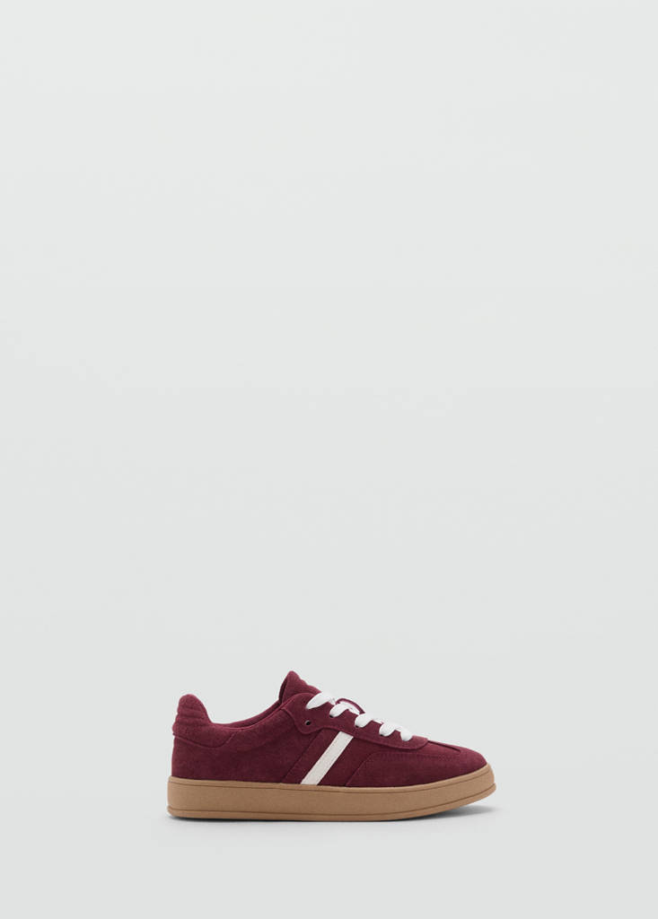 Leather mixed sneakers — Burgundy