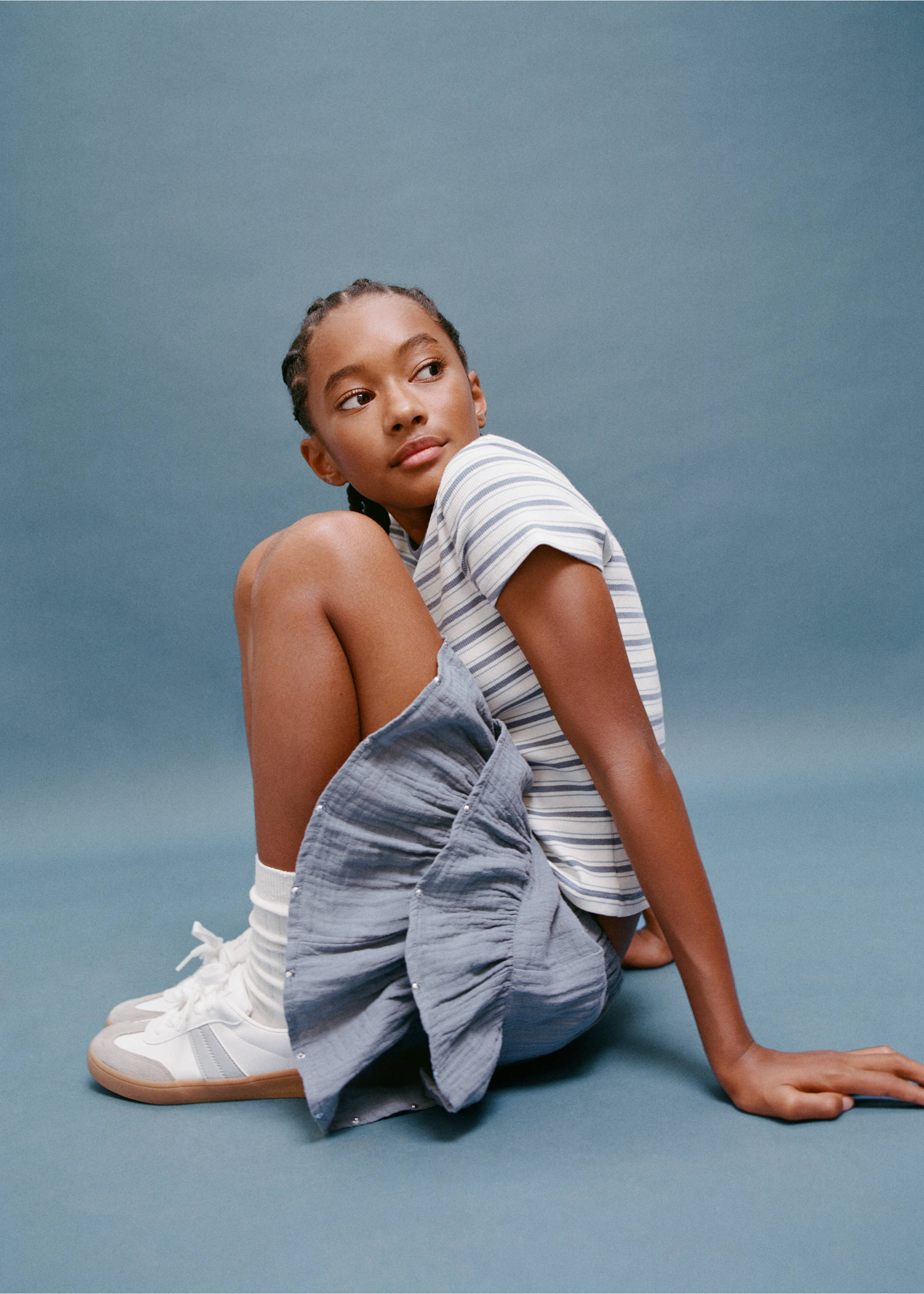 Leather mixed sneakers - Details of the article 6, White. Ref: 17023307-00.