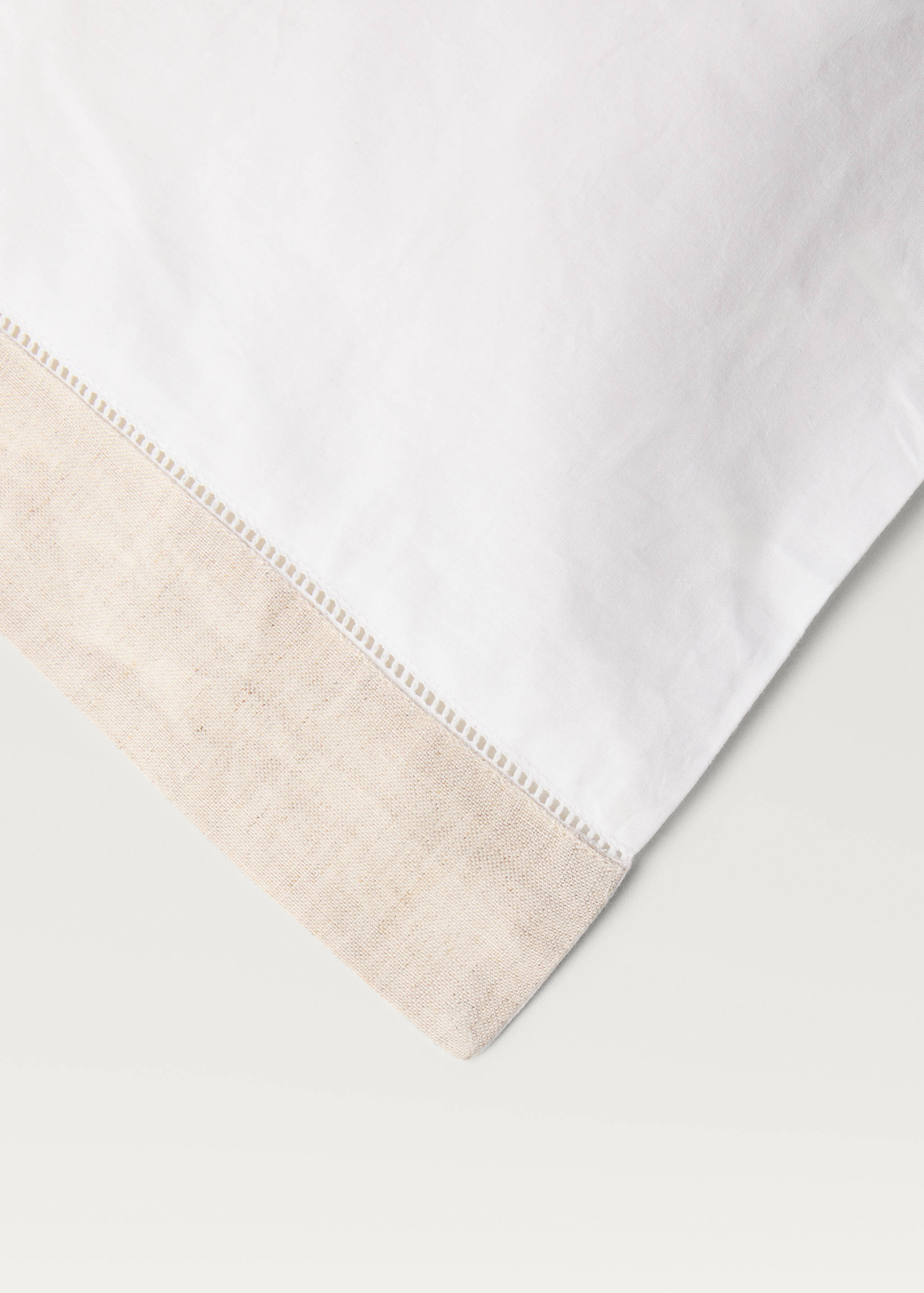 Percale cotton duvet cover with linen trim Single bed - Details of the article 1