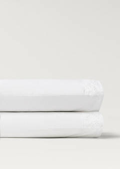 Two pillowcases in embroidered floral percale cotton 50x75 cm — White 2