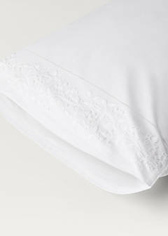 Two pillowcases in embroidered floral percale cotton 50x75 cm — White 4