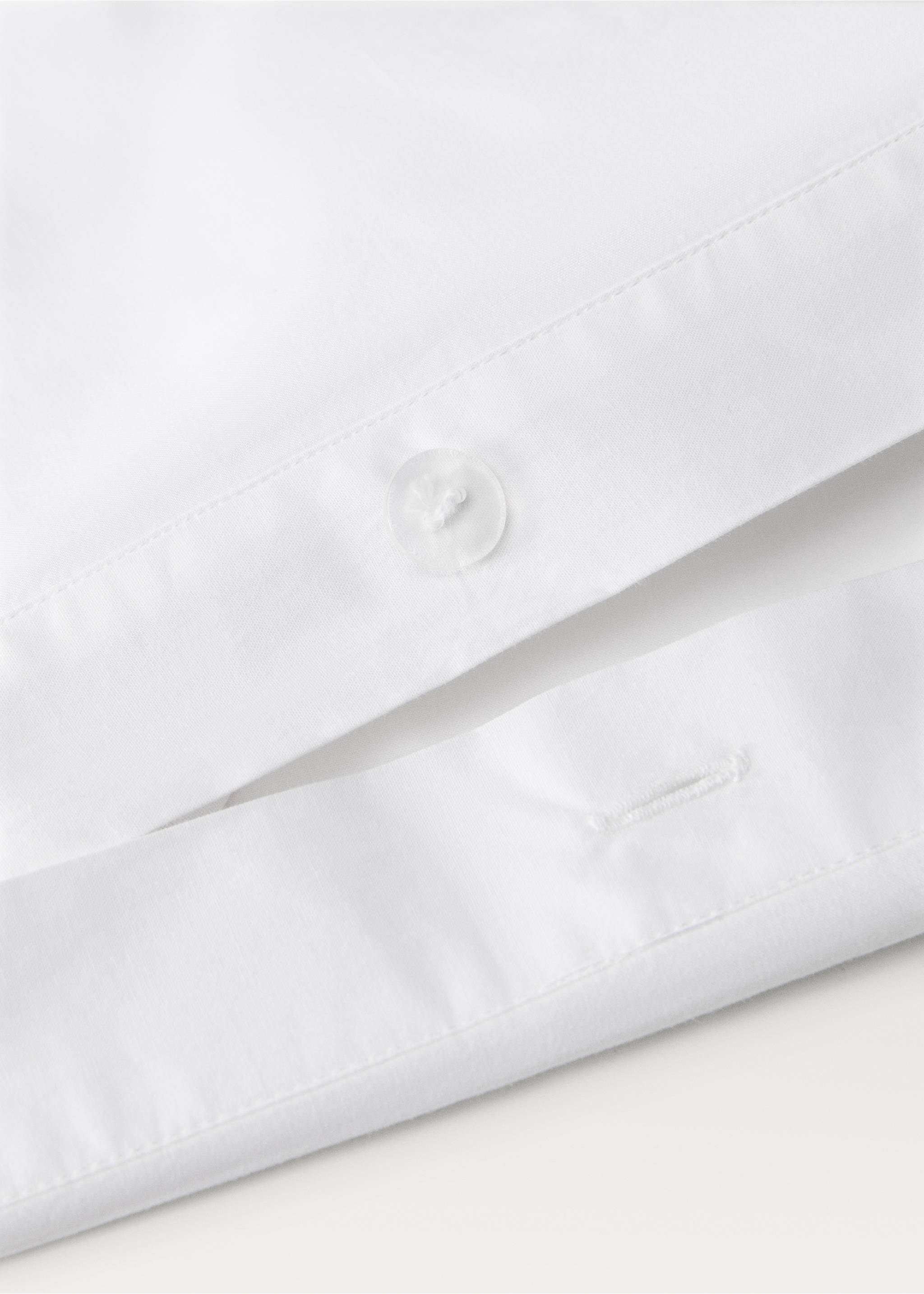 Percale cotton duvet cover with embroidered flowers for 150/160 cm bed - Details of the article 1, White. Ref: 17023312-00.