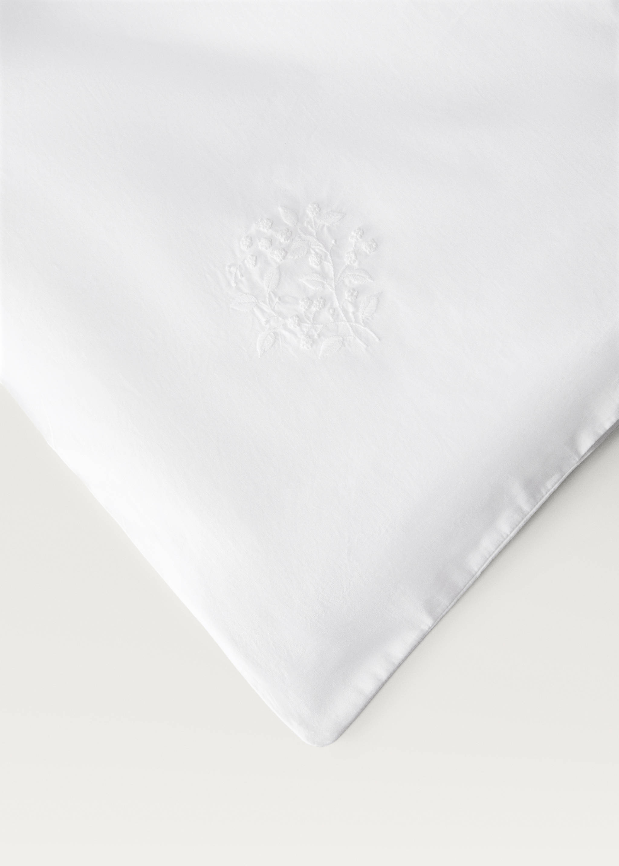 Percale cotton duvet cover with embroidered flowers for 150/160 cm bed - Details of the article 2