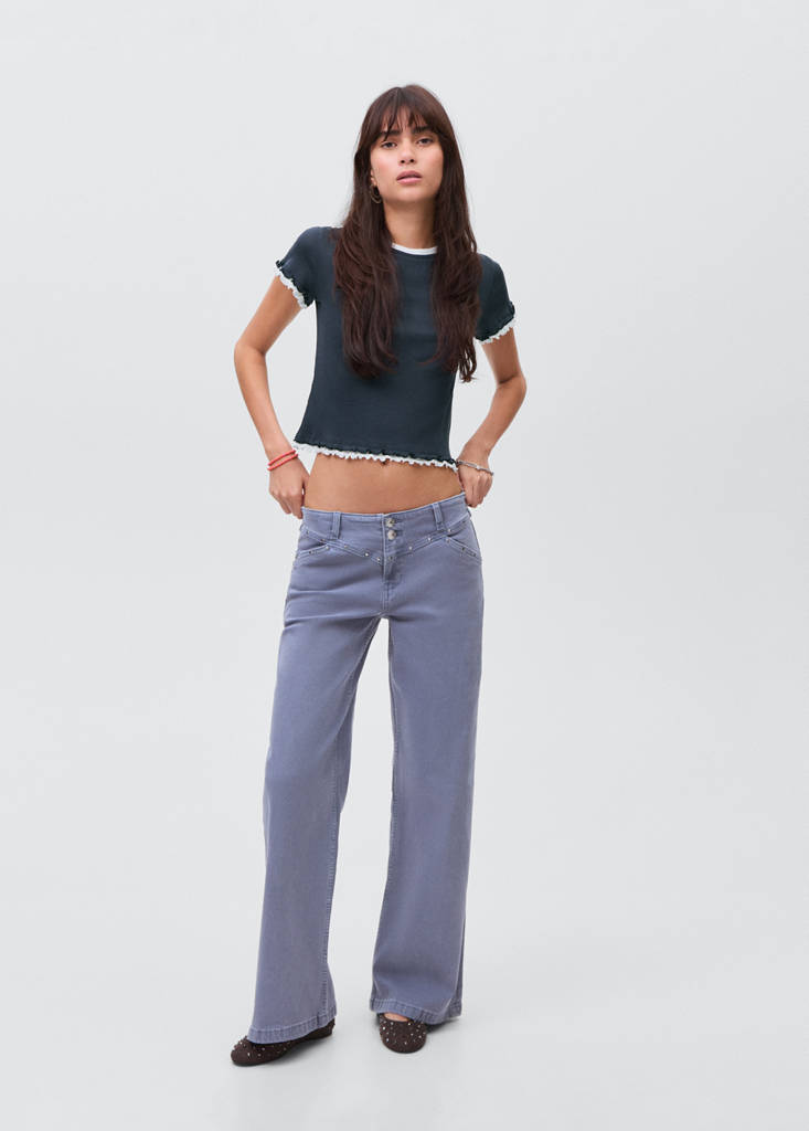 Organic cotton crop top — Navy