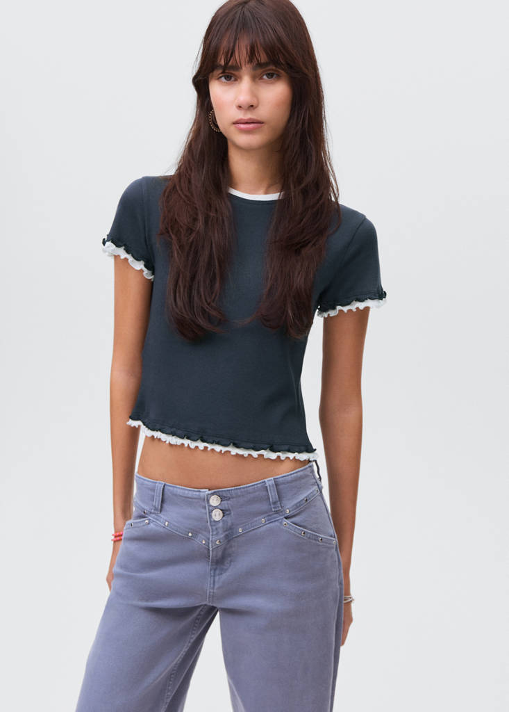 Organic cotton crop top — Navy