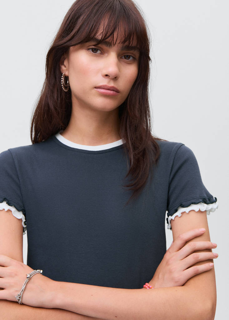 Organic cotton crop top — Navy
