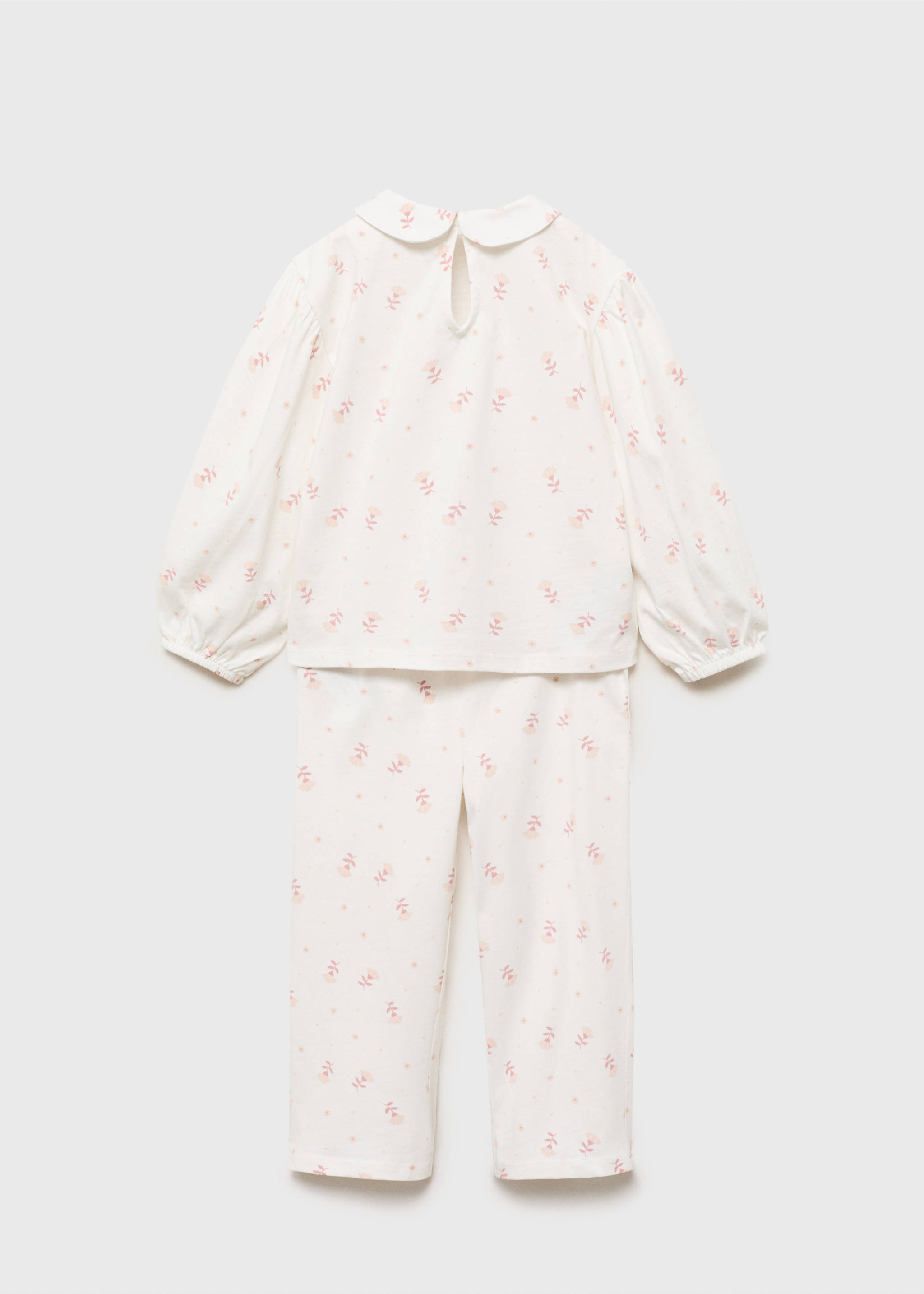 Pijama estampado cuello bebé - Reverso del artículo, Blanco roto. Ref: 17023799-00.