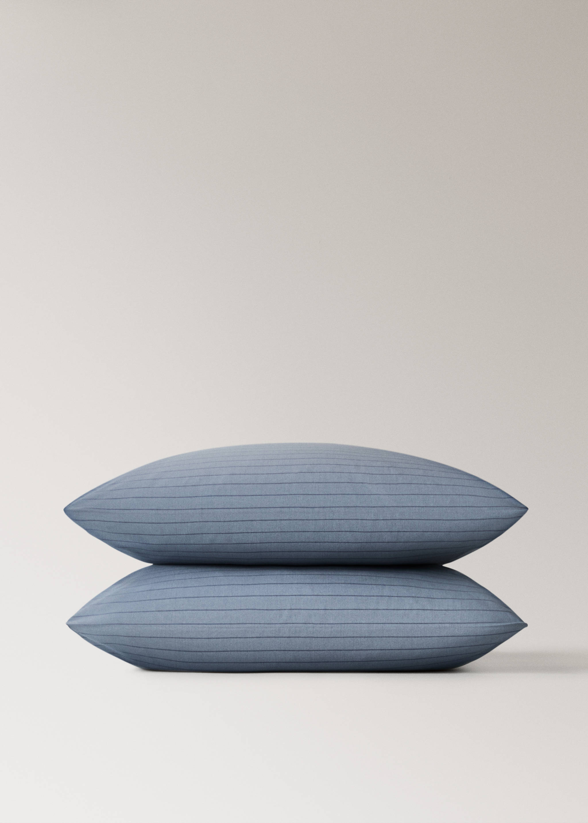 Două huse de pernă din bumbac percal, model cu dungi, 60x60 cm - Detaliu al articolului 1