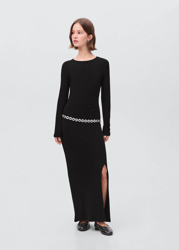 Long dress with side slit — Black