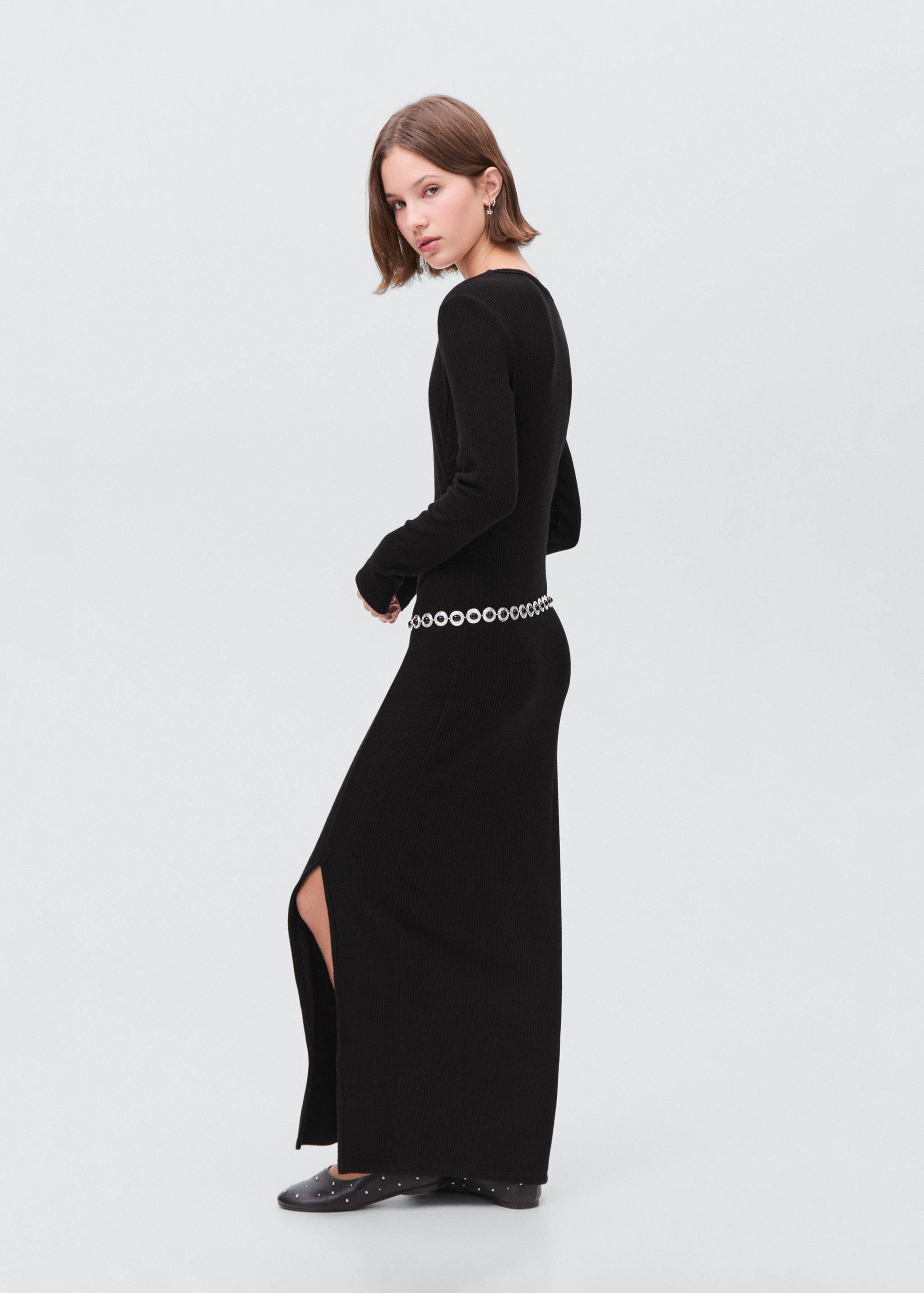 Long dress with side slit - Reverse of the article