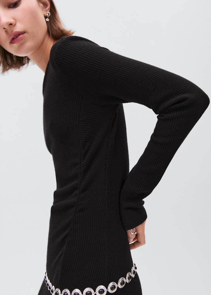 Long dress with side slit — Black