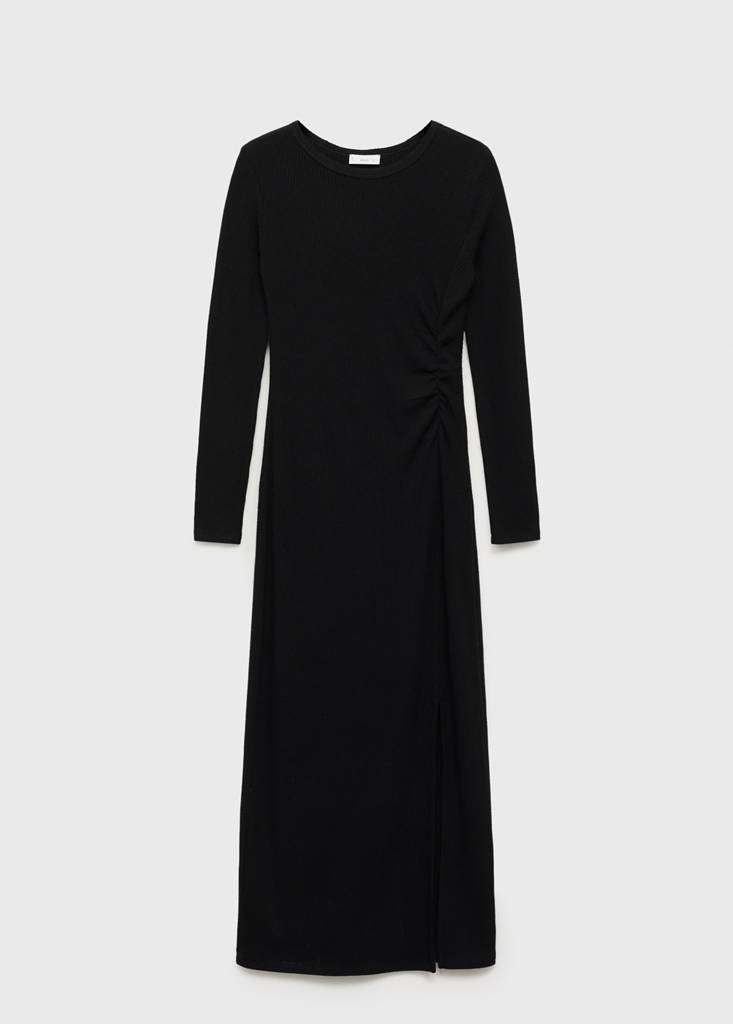 Long dress with side slit — Black