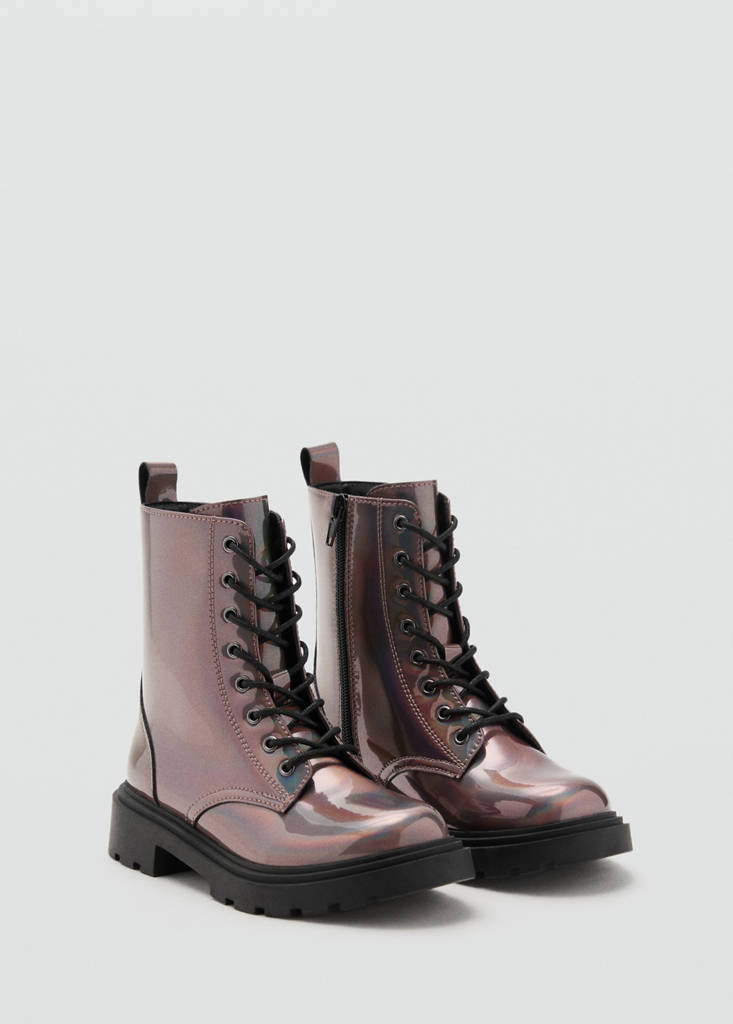Zipped metallic boots — Maroon