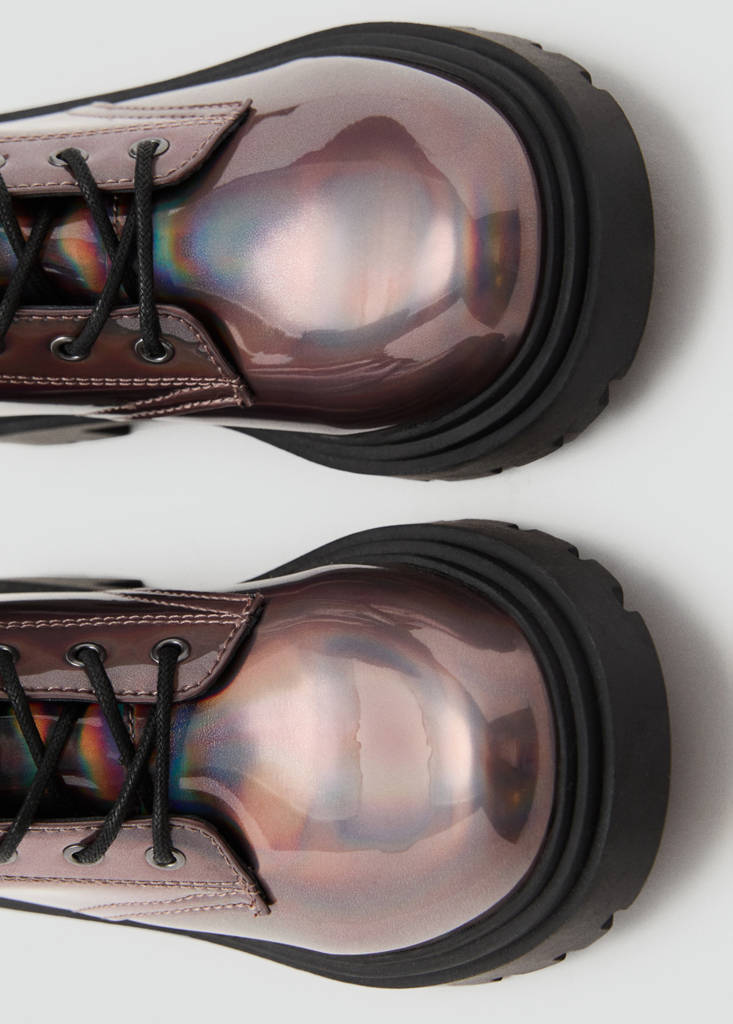 Zipped metallic boots — Maroon
