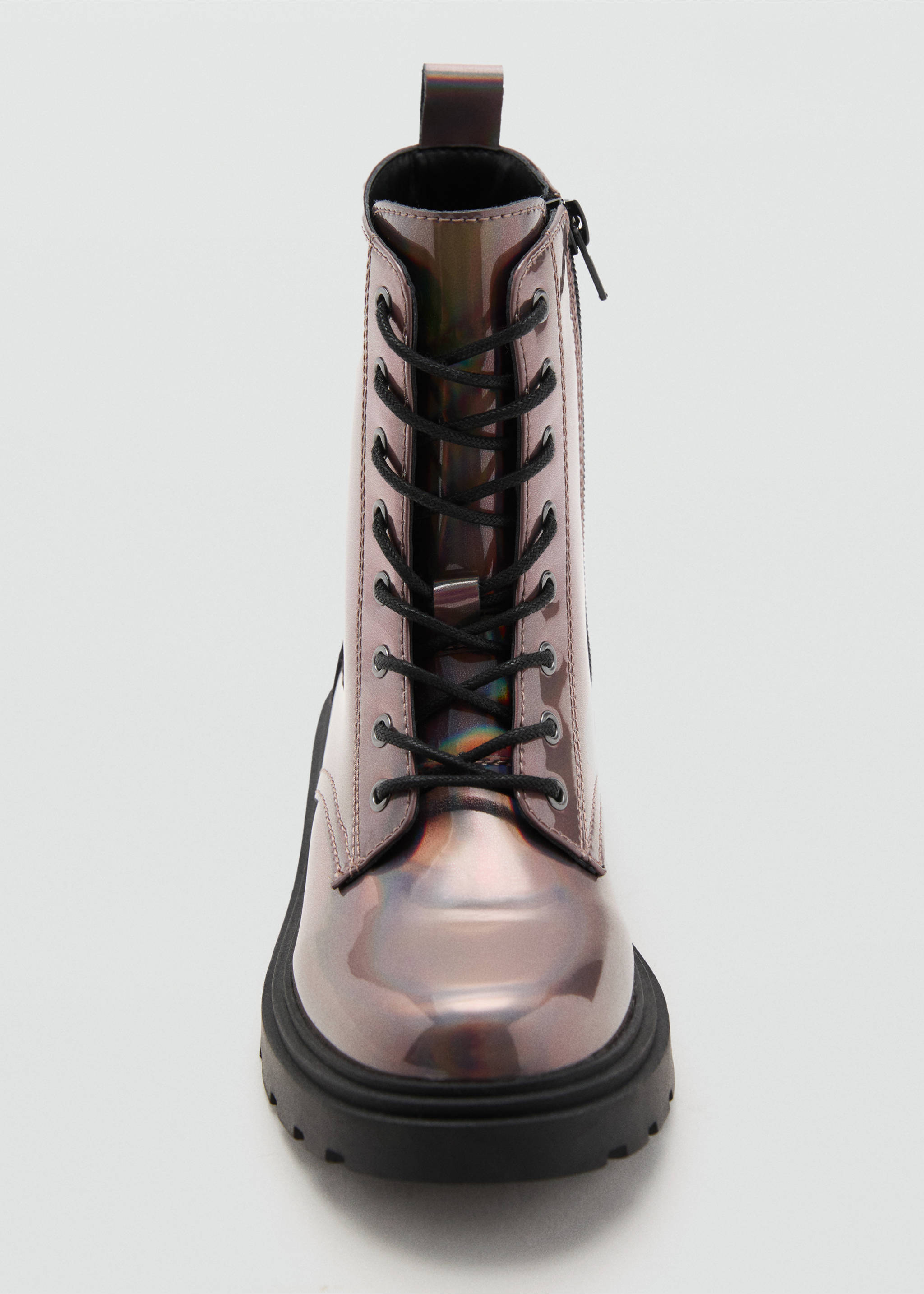 Zipped metallic boots - Details of the article 4, Maroon. Ref: 17024078-00.