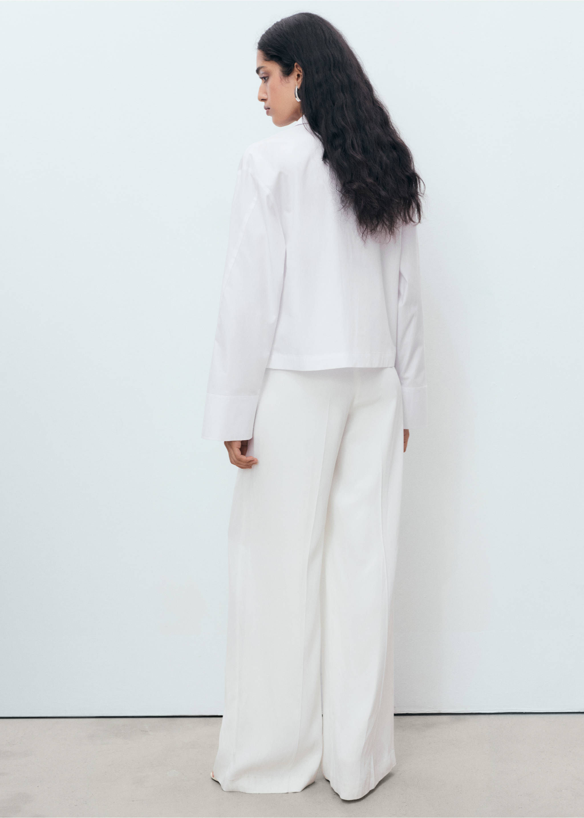 Cropped poplin shirt - Reverse of the article, Off White. Ref: 17024082-00.