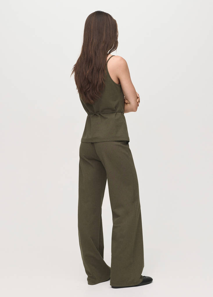 Straight-fit trousers with elastic waist — Khaki