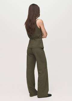 Straight-fit trousers with elastic waist — Khaki 3