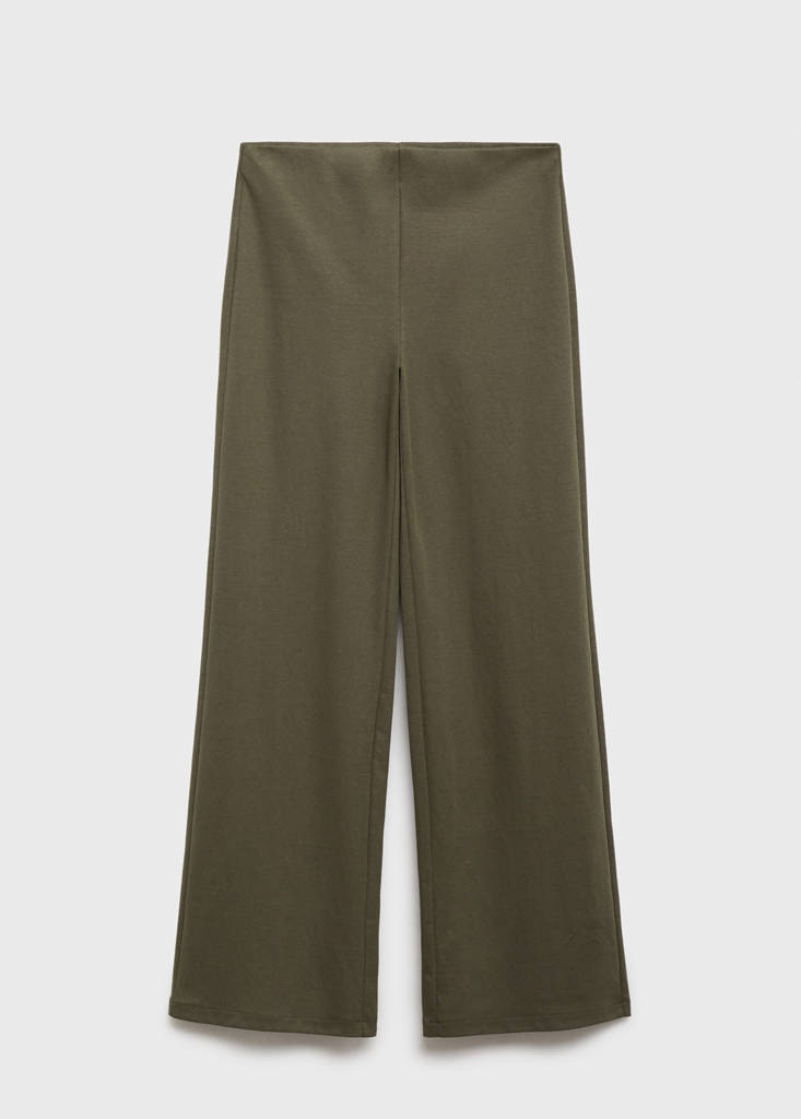 Straight-fit trousers with elastic waist — Khaki