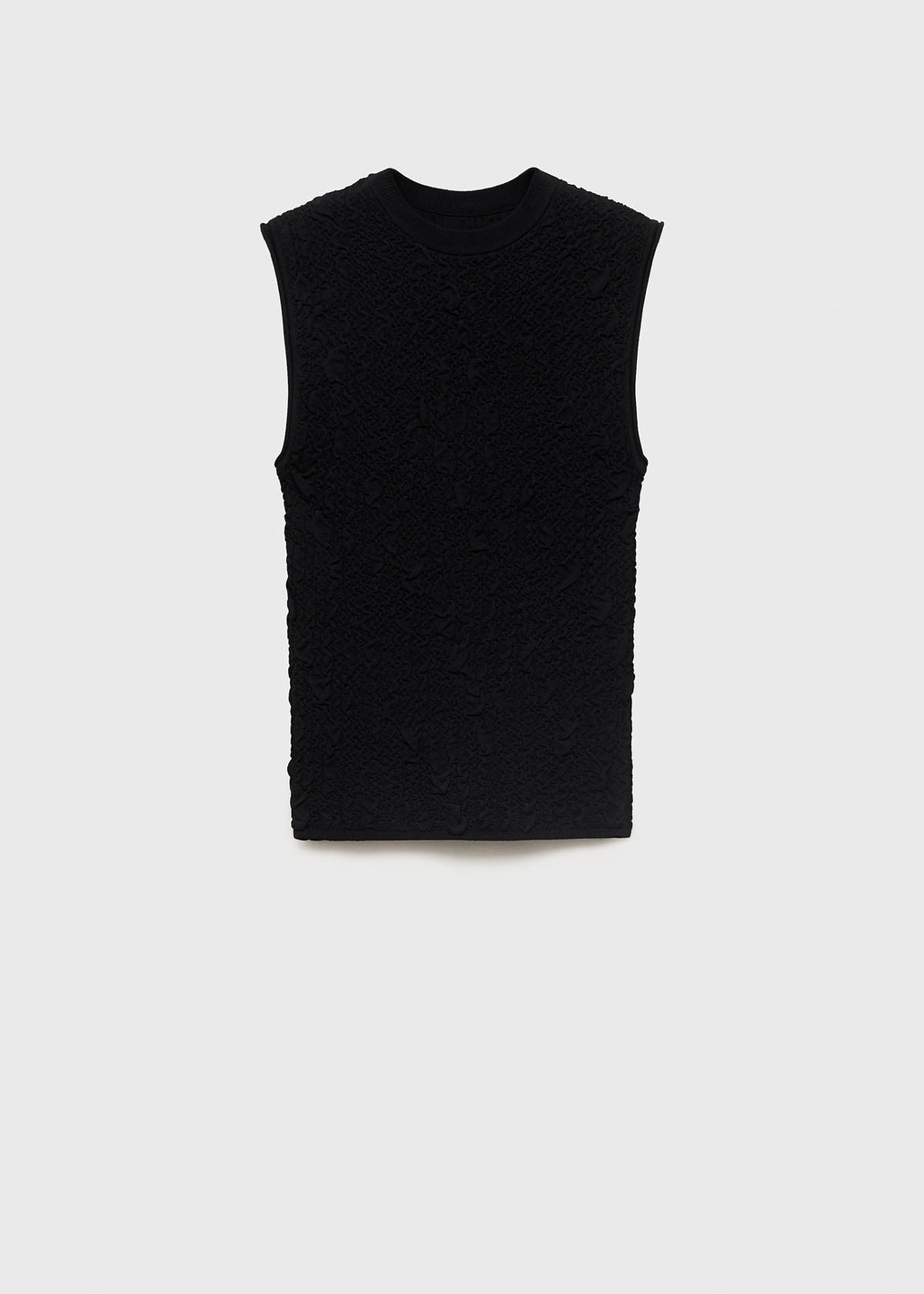 Textured crepe top — Black
