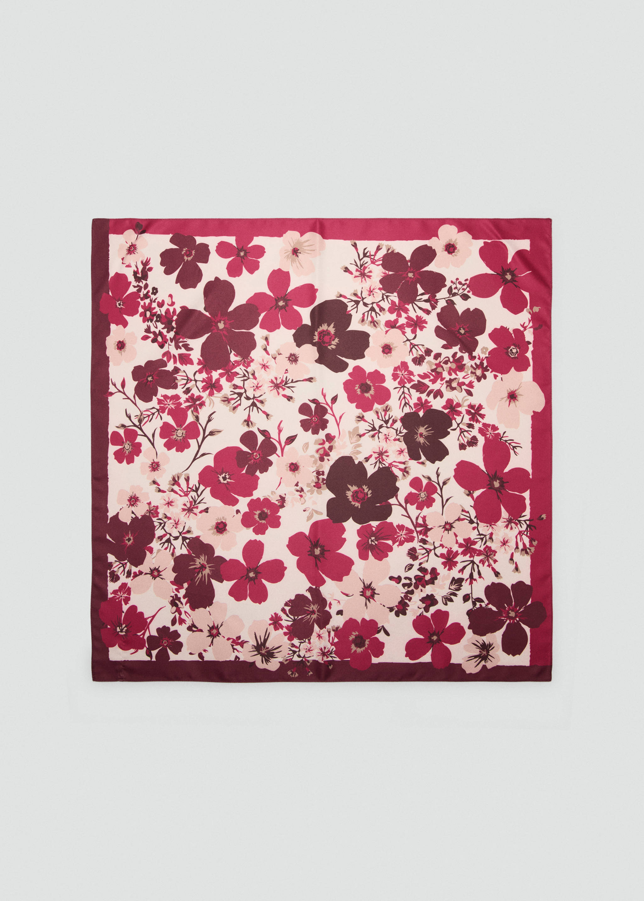 플로럴 프린트 새틴 스카프 - 모델 없는 상품