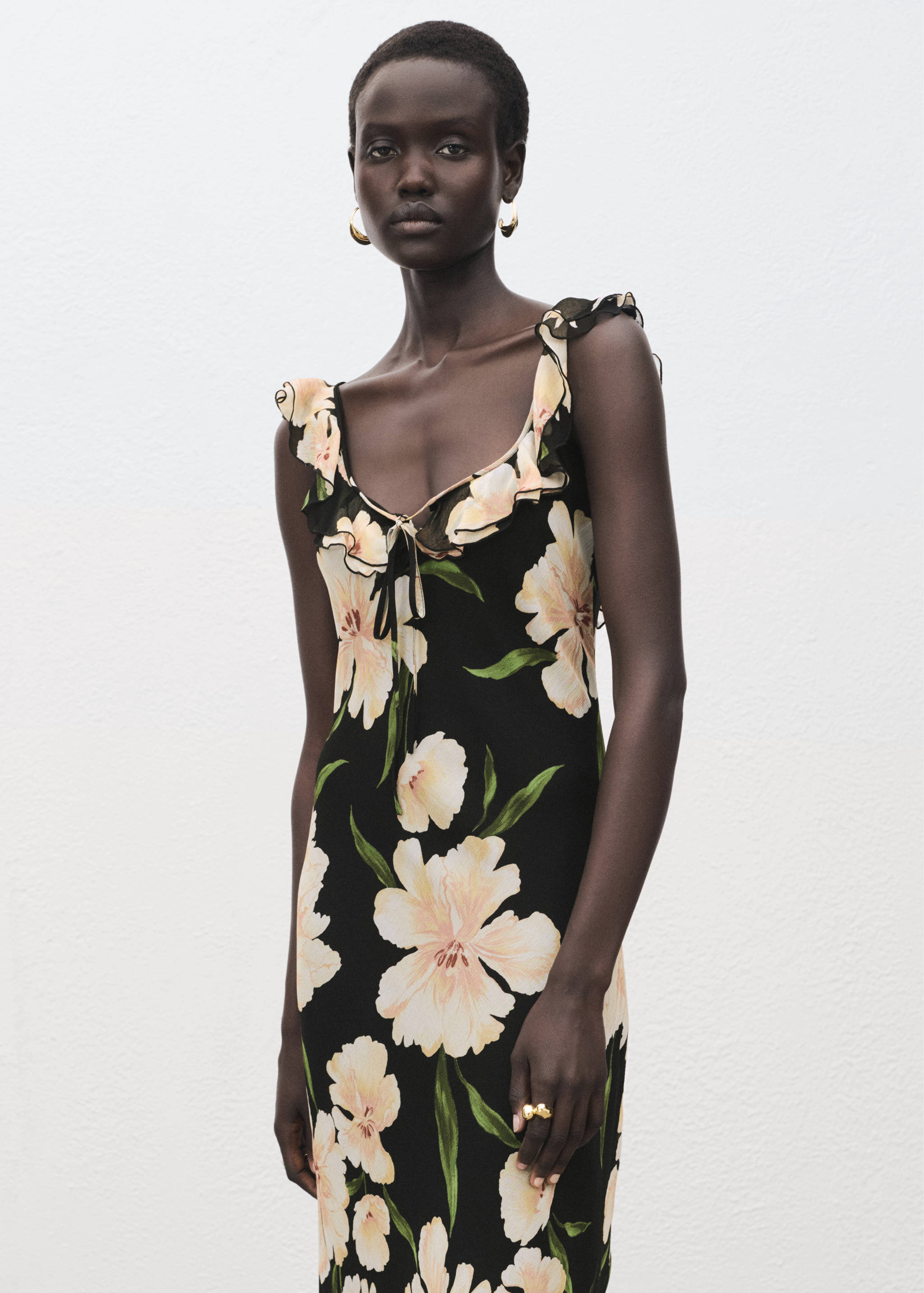 Floral-print dress with ruffle detail - Medium plane