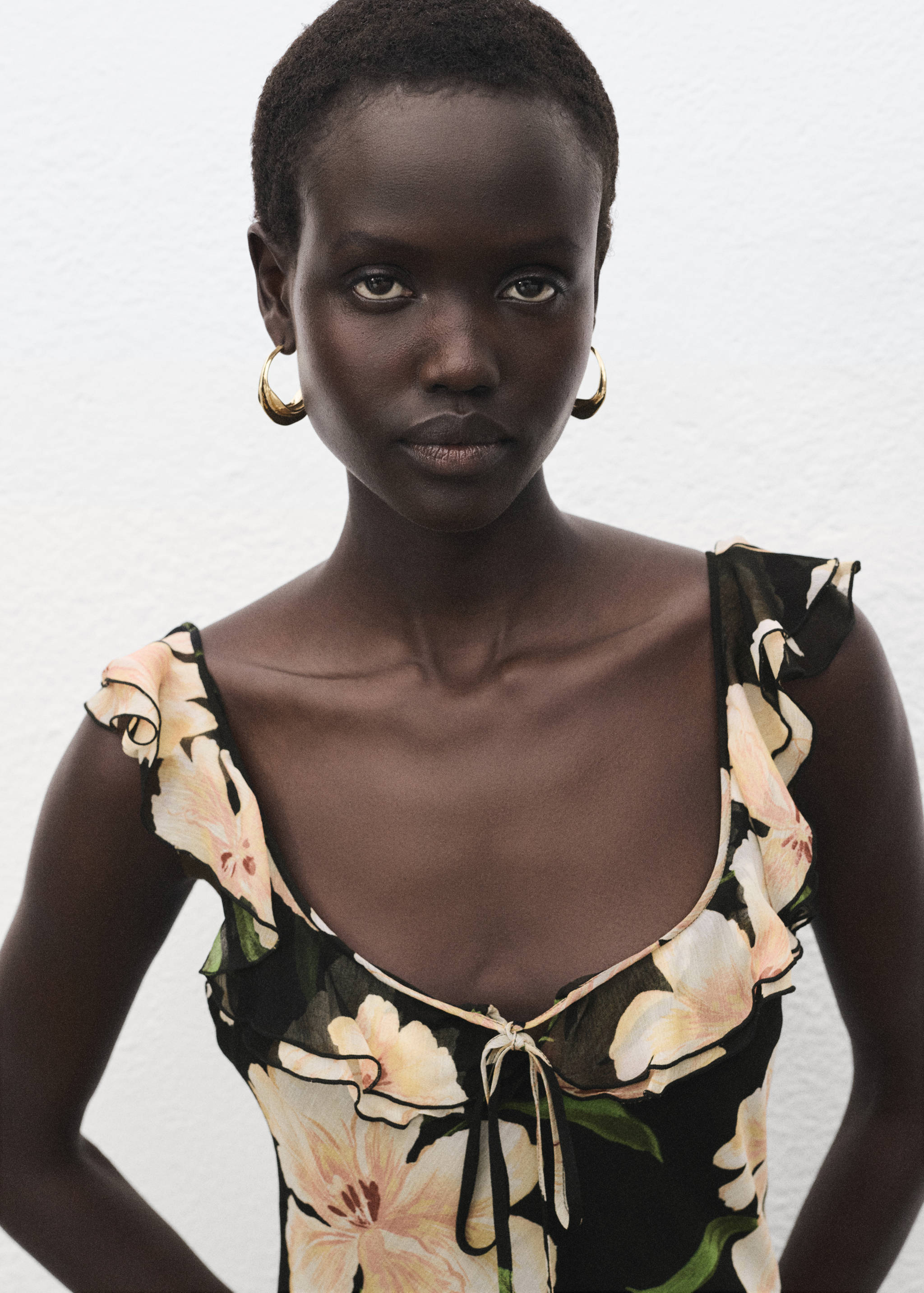 Floral-print dress with ruffle detail - Details of the article 1