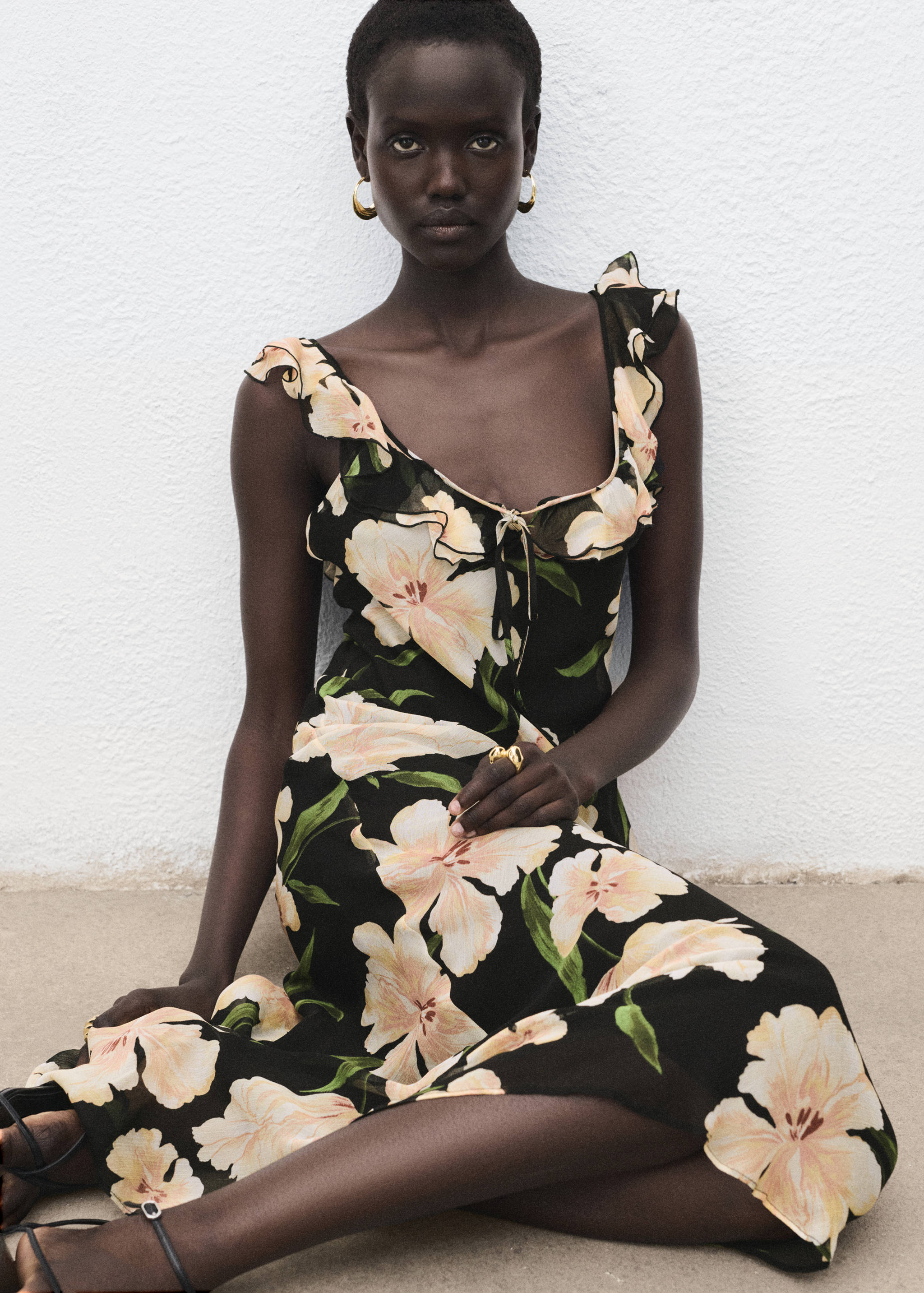 Floral-print dress with ruffle detail - Details of the article 2