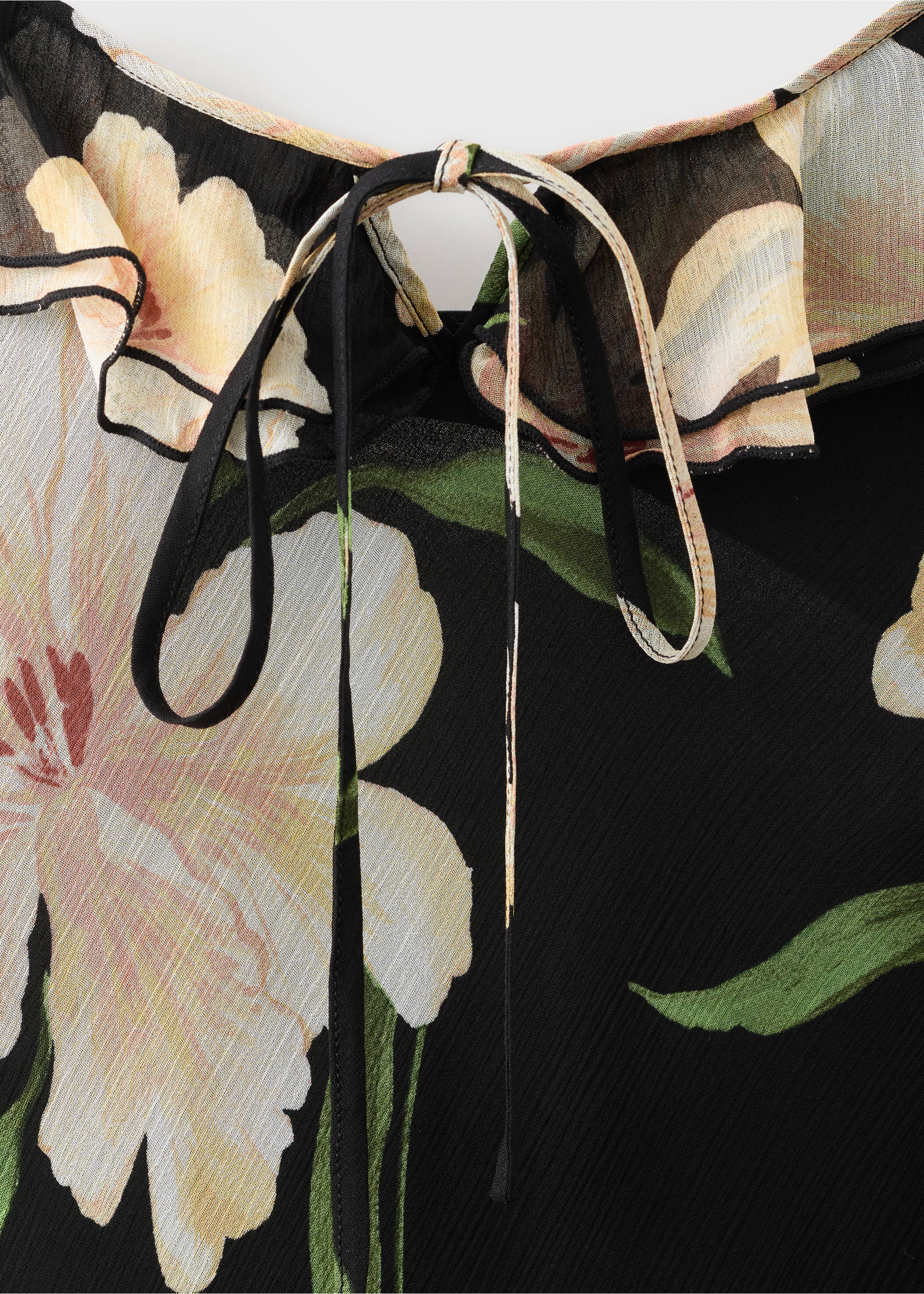 Floral-print dress with ruffle detail - Details of the article 8, Black. Ref: 17024093-00.