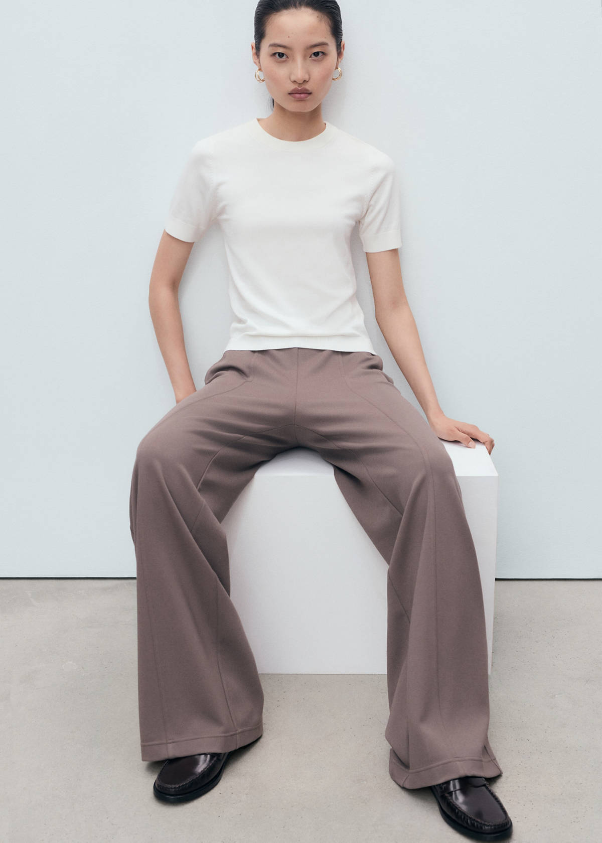 Jogger trousers with elastic waist — Medium Brown