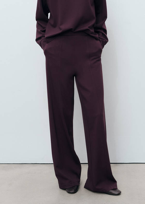 Jogger trousers with elastic waist — Burgundy
