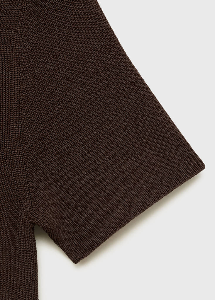 Perkins-neck knitted dress — Chocolate