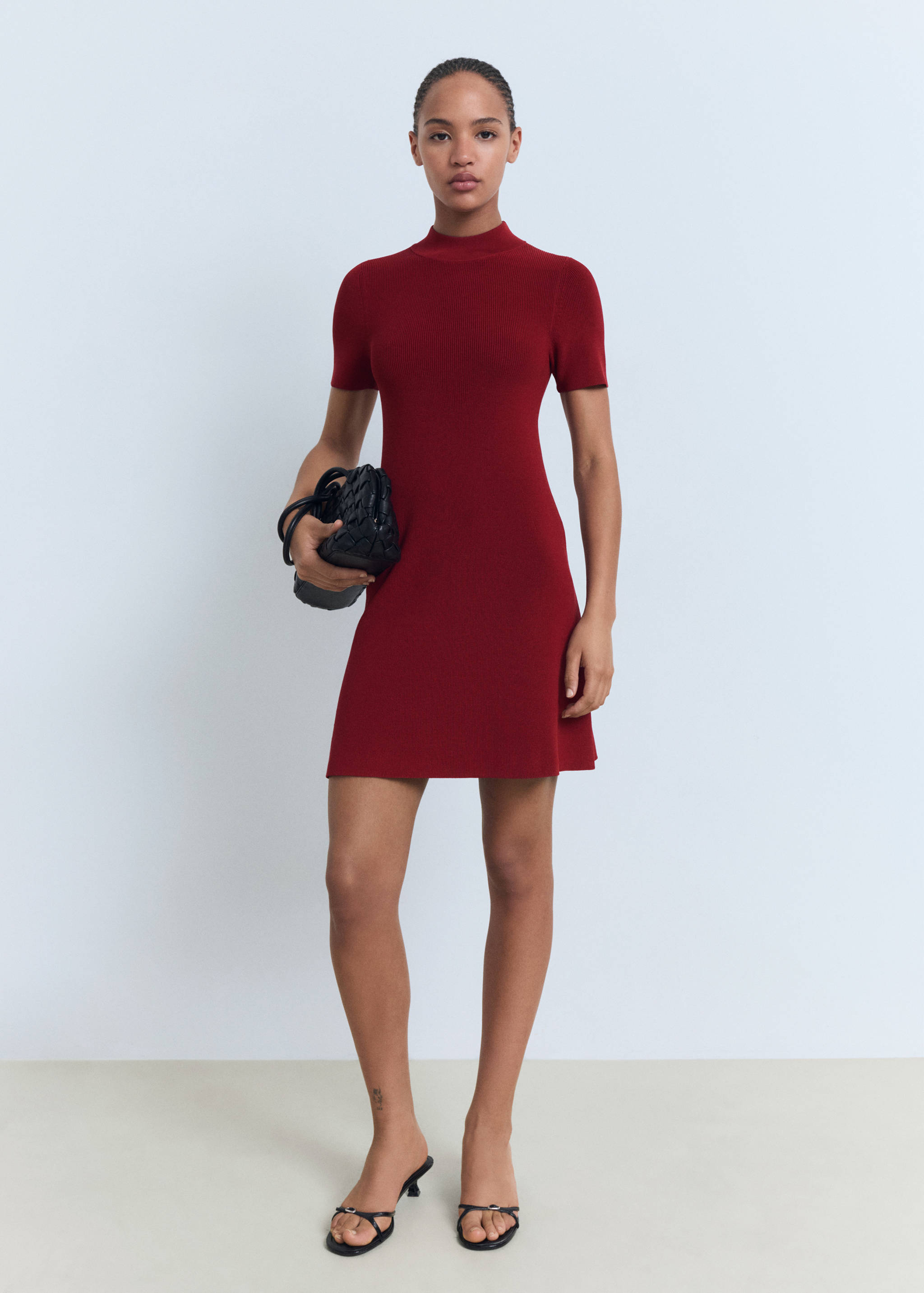 Perkins-neck knitted dress - General plane