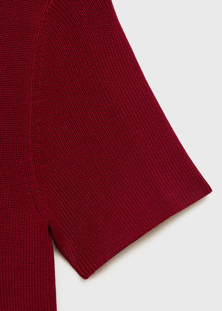 Perkins-neck knitted dress — Wine
