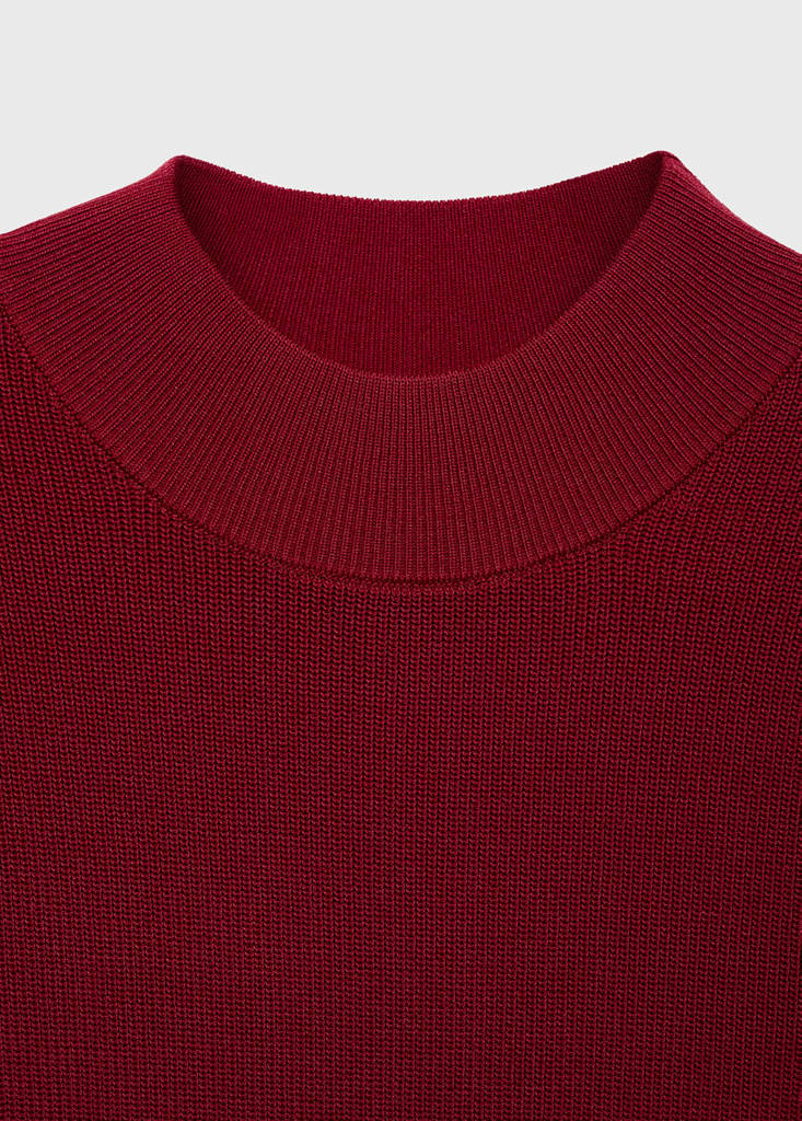 Perkins-neck knitted dress — Wine
