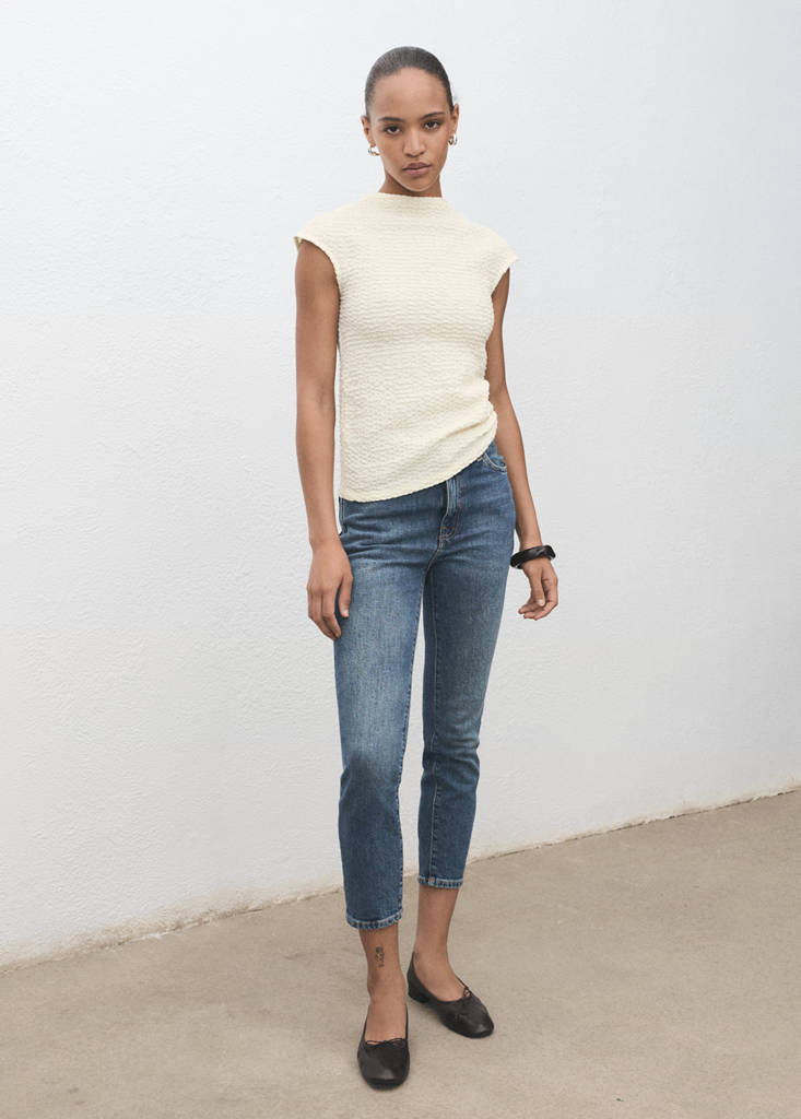 Textured cotton top — Off White