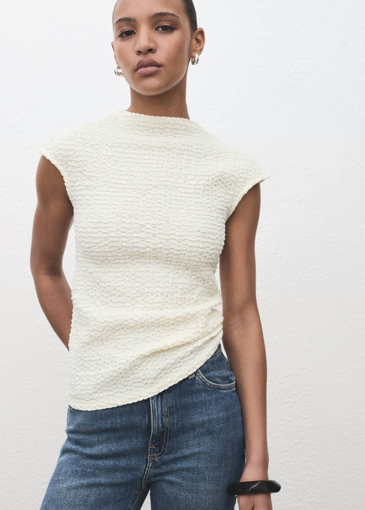 Textured cotton top — Off White