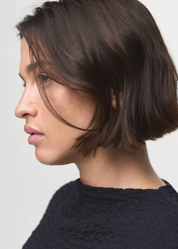 Textured cotton top — Navy