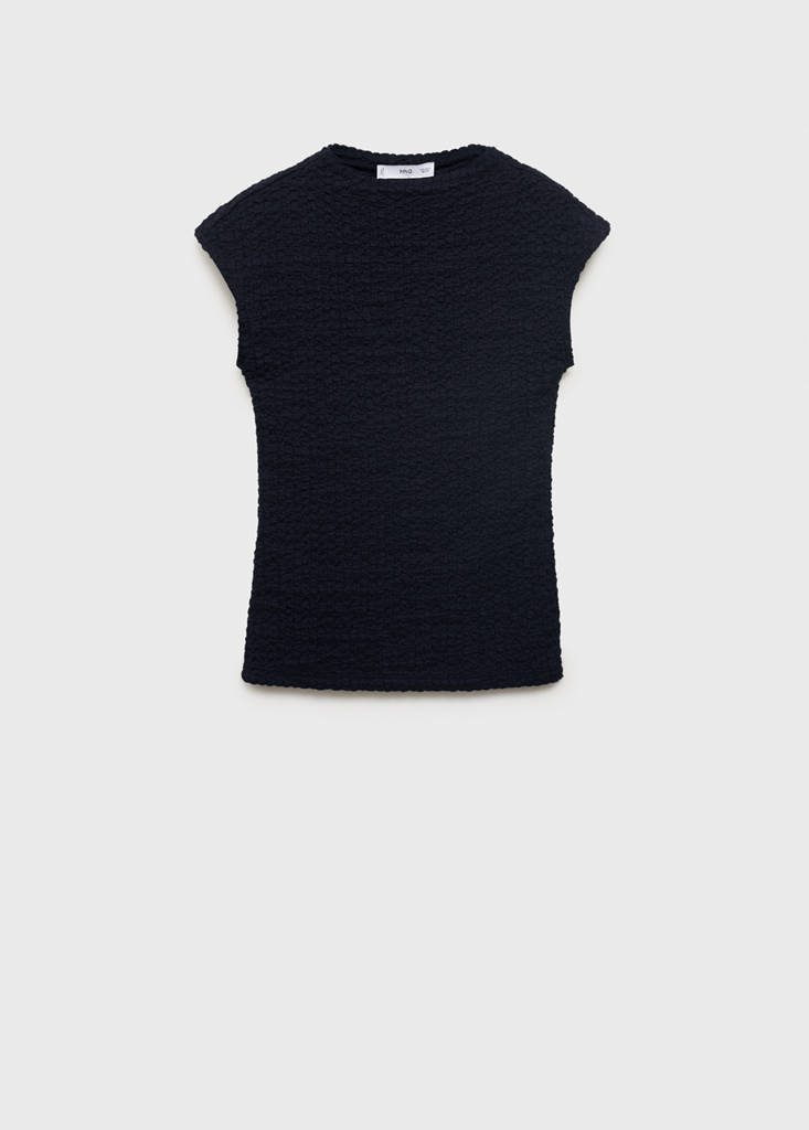 Textured cotton top — Navy