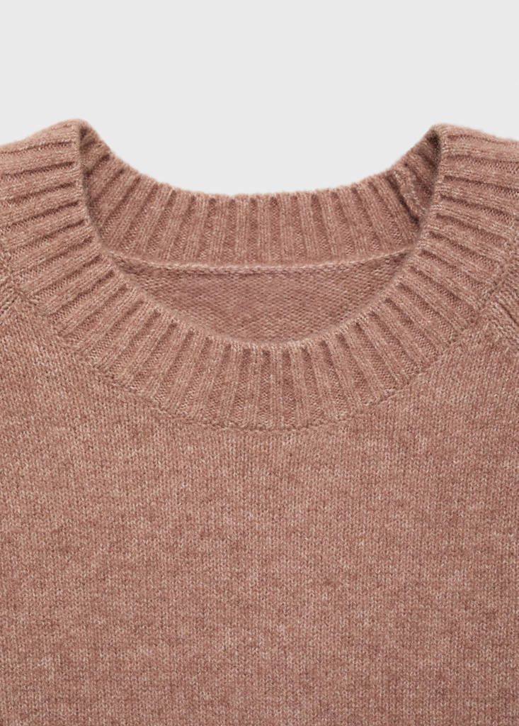 Round-neck knitted sweater — Medium Brown