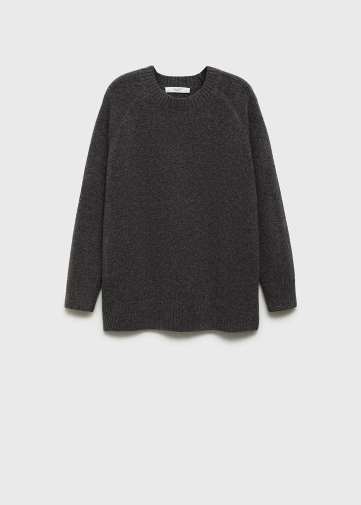Round-neck knitted sweater — Charcoal