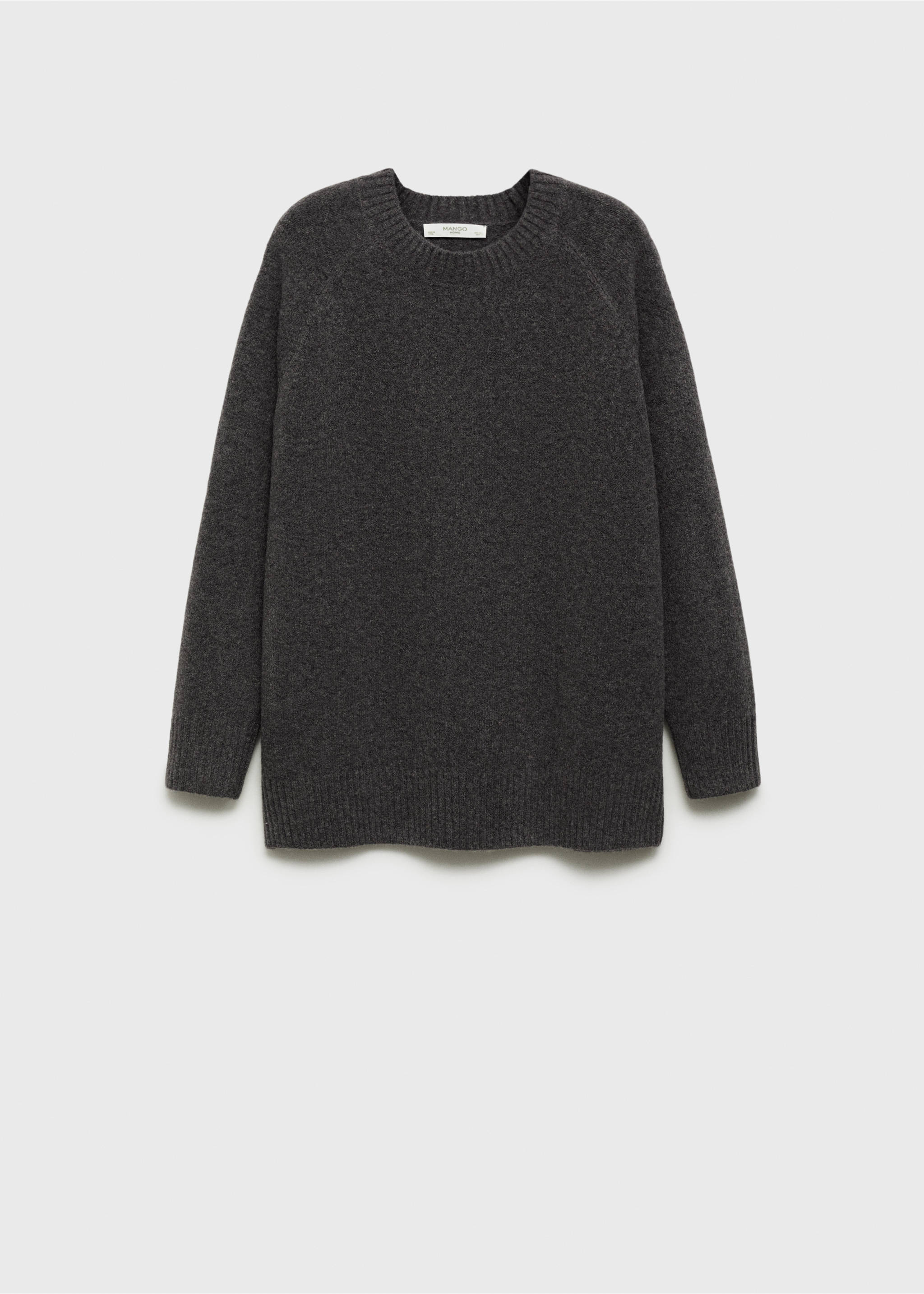 Round-neck knitted sweater - Article without model, Charcoal. Ref: 17024102-00.
