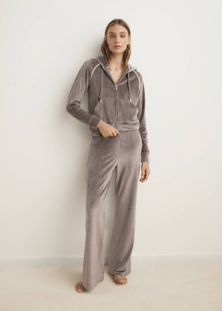 Soft-touch velour trousers — Medium Brown