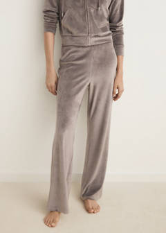 Soft-touch velour trousers — Medium Brown 1