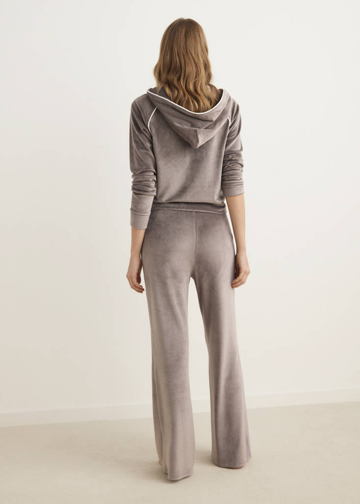 Soft-touch velour trousers — Medium Brown