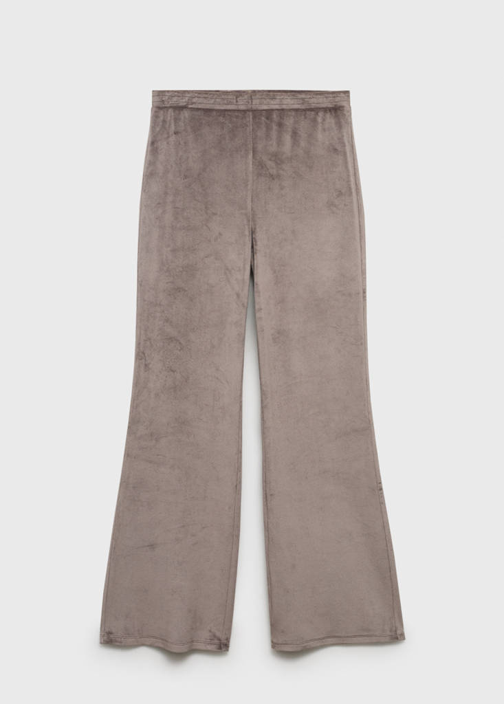 Soft-touch velour trousers — Medium Brown
